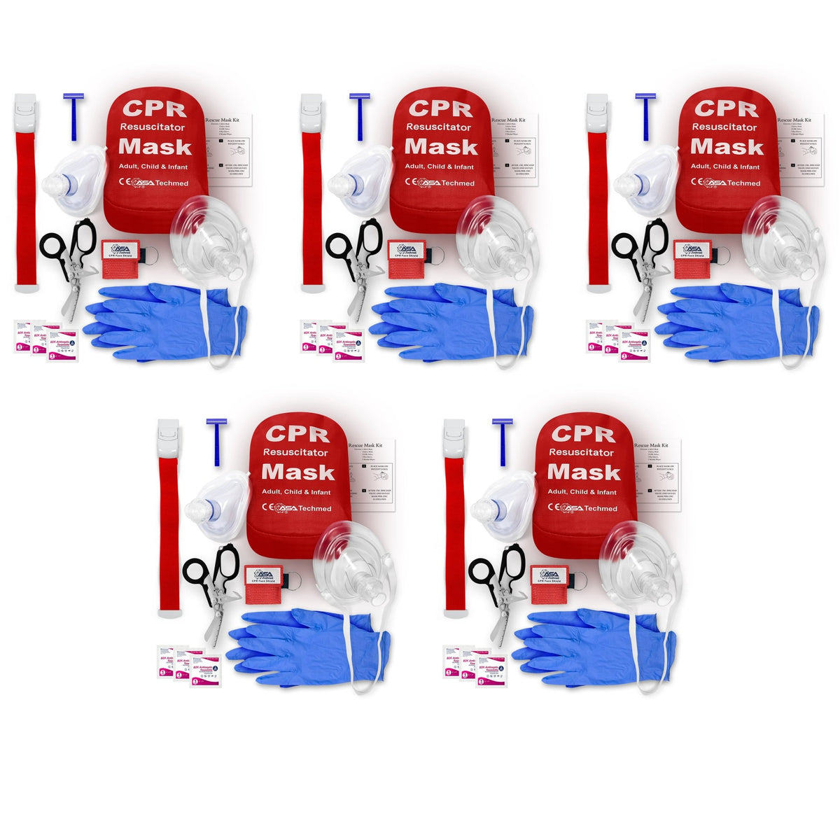 CPR Rescue Mask Pocket Kit - Shears, Tourniquet & AED Razor - ASA TECHMED