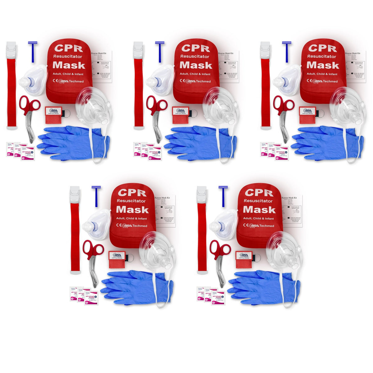 CPR Rescue Mask Pocket Kit - Shears, Tourniquet & AED Razor - ASA TECHMED