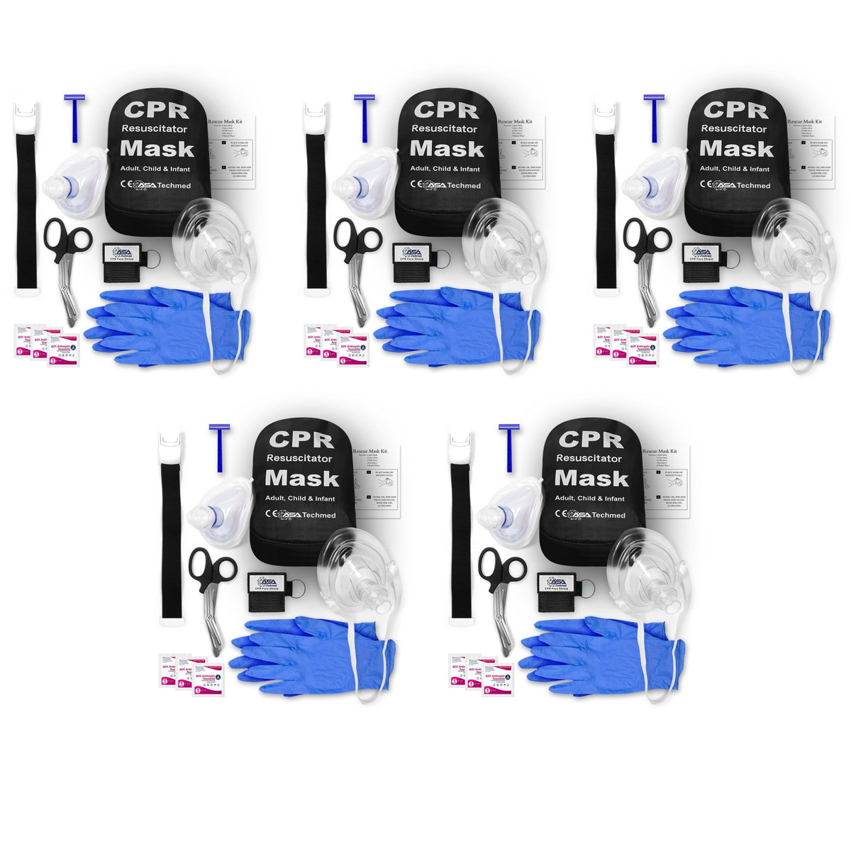 CPR Rescue Mask Pocket Kit - Shears, Tourniquet & AED Razor - ASA TECHMED