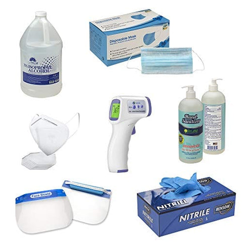 Disposable Face Mask + Gloves + Workplace Safty Supplies Kit, Ideal for Large Groups by ASA Techmed - ASA TECHMED