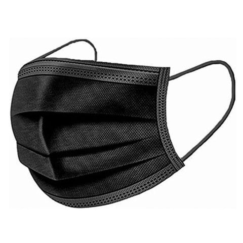 Disposable Face Mouth Masks 3 - Ply with Ear Loops, Single Use Black - ASA TECHMED