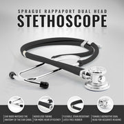 Dual Head Sprague Stethoscope and Sphygmomanometer Manual Blood Pressure Cuff Set with Case, Gift for Medical Students, Doctors, Nurses, EMT and Paramedics. - ASA TECHMED
