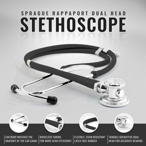 Dual Head Sprague Stethoscope and Sphygmomanometer Manual Blood Pressure Cuff Set with Case, Gift for Medical Students, Doctors, Nurses, EMT and Paramedics. - ASA TECHMED