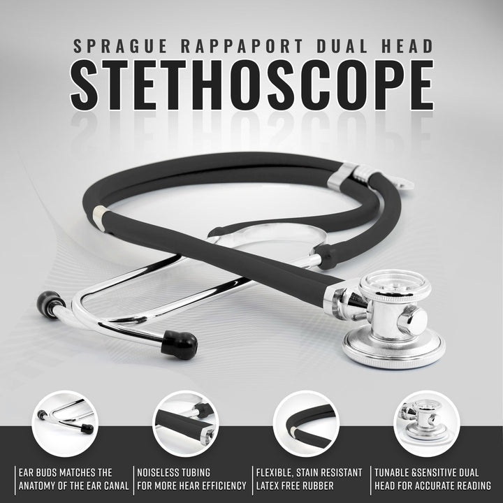 Dual Head Sprague Stethoscope and Sphygmomanometer Manual Blood Pressure Cuff Set with Case, Gift for Medical Students, Doctors, Nurses, EMT and Paramedics. - ASA TECHMED