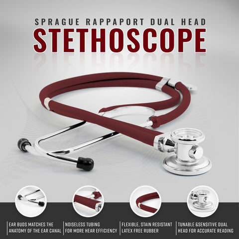 Dual Head Sprague Stethoscope and Sphygmomanometer Manual Blood Pressure Cuff Set with Case, Gift for Medical Students, Doctors, Nurses, EMT and Paramedics. - ASA TECHMED