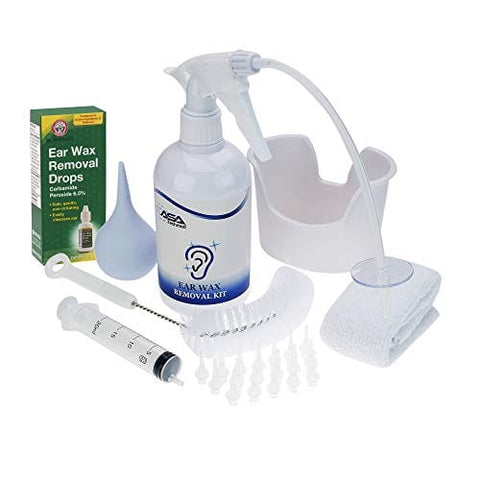 Ear Wax Cleaner Earwax Removal Kit Earwax Cleaning Tool Basin Brush 20 Tips + Ear Wax Removal Drops (Clear Bottle,White Bottle) - ASA TECHMED
