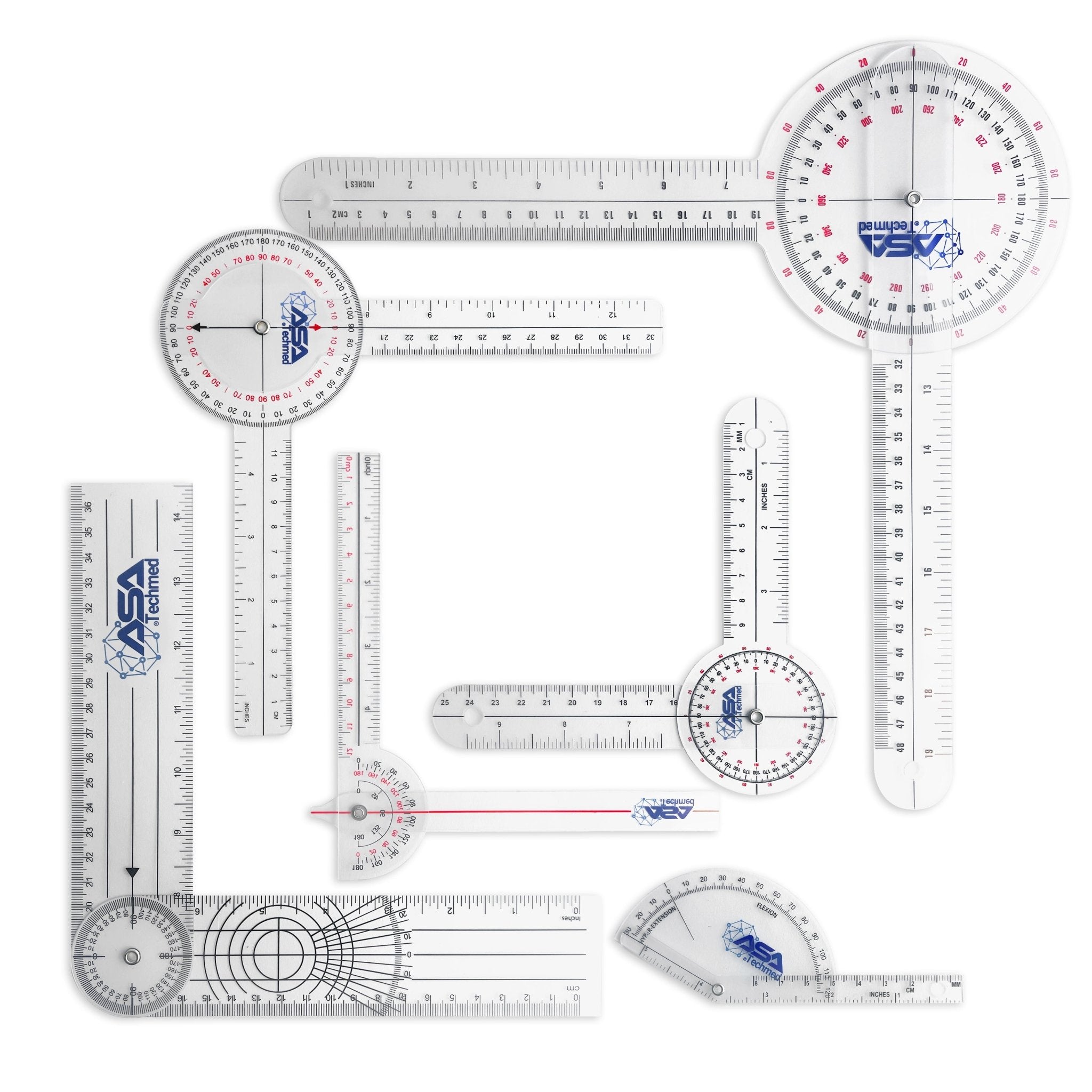 Medical Goniometer 6-Pc Set | 360° 12/8/6 Inch for Precise ROM ...