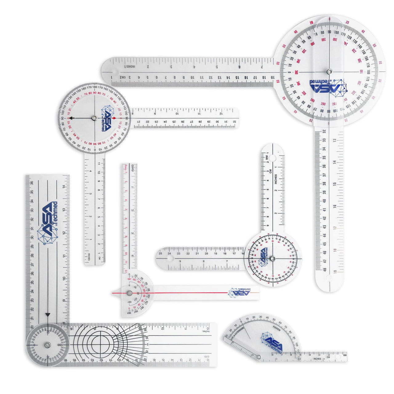 Medical Goniometer 6-Pc Set | 360° 12/8/6 Inch for Precise ROM ...