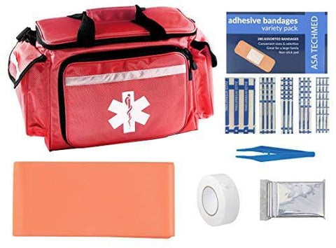 EMT First Responder Trauma Bag with First Aid Kit - Includes 280 Bandage Variety Pack - ASA TECHMED