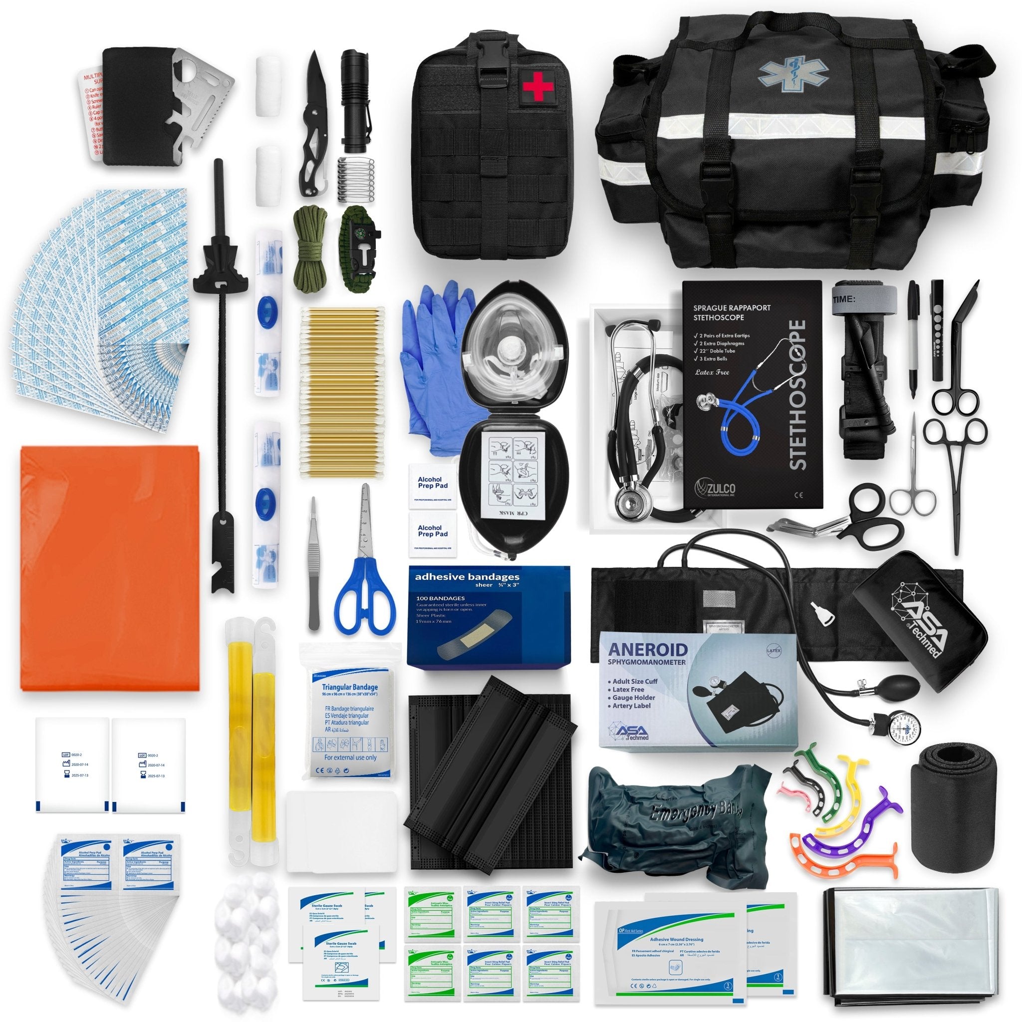 EMT First Responder Trauma Kit | 384+ Piece Medical Bag | ASA Techmed ...