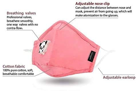 Fashion Washable Cotton Face Mask for Child Cute Smart Mask (Pink) Reusable/INSIDE: 1 MASK and 2PCS Replacement Filters - ASA TECHMED