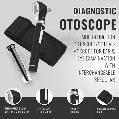 Fiber Optic Mini Pocket Otoscope Set with Case & Extra Bulb - ASA TECHMED