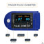 Finger pulse oximeter with digital display on a white background