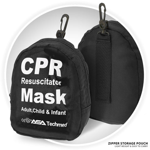 First Aid CPR Rescue Mask Kit – Adult, Child, Infant Resuscitator with Case, Gloves & More - ASA TECHMED