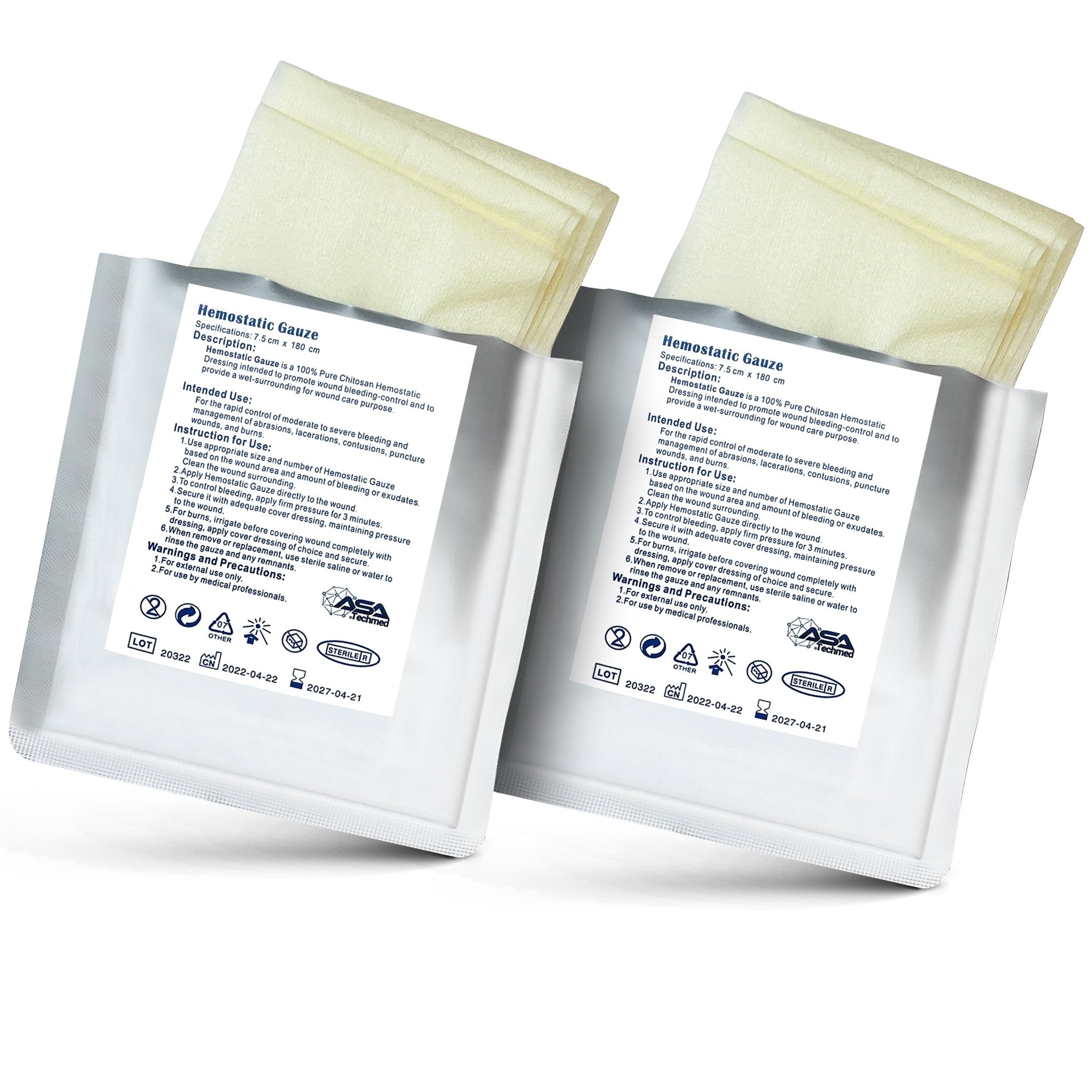 Hemostatic Gauze for Bleed Control 7.5 x 180cm & 7.5 x 300cm Hemostatic Gauze for Bleed Control 7.5 x 180cm & 7.5 x 300cm
