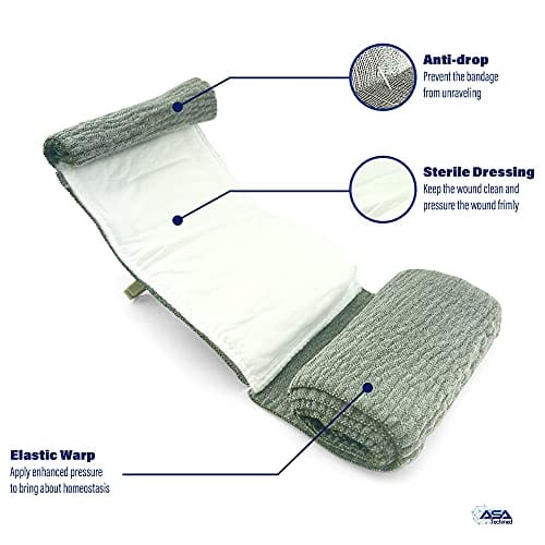 Israeli Emergency Bandage 4 & 6 Inch, Stop The Bleed Control EMS Medical Trauma Compression Bandage for First Aid Dressing - ASA TECHMED