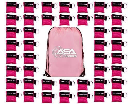 Keychain CPR Masks with One - Way Valve (100 - Pack) - Assorted Colors - ASA TECHMED