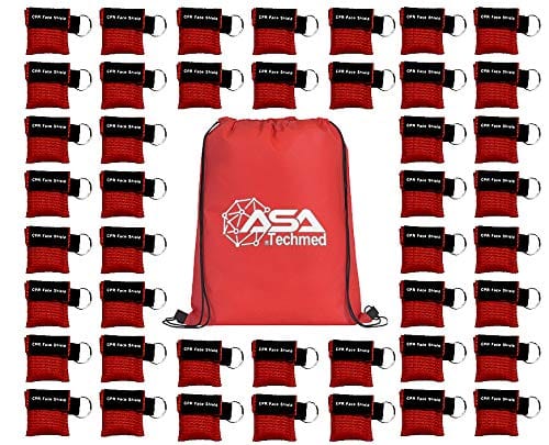 Keychain CPR Masks with One - Way Valve (100 - Pack) - Assorted Colors - ASA TECHMED