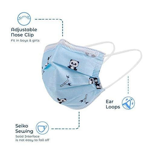 Kids Disposable Face Mouth Mask 3 - Ply with Ear Loop 50 - Pack Children's Mask - ASA TECHMED