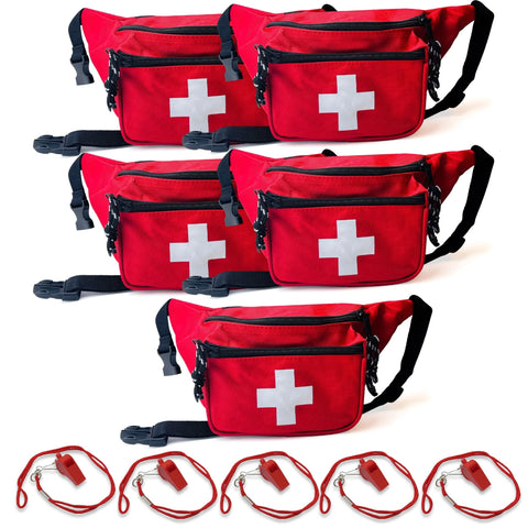 Lifeguard Fanny Pack With Whistle Lanyard - Baywatch Style Hip Pack, Adjustable Strap - ASA TECHMED