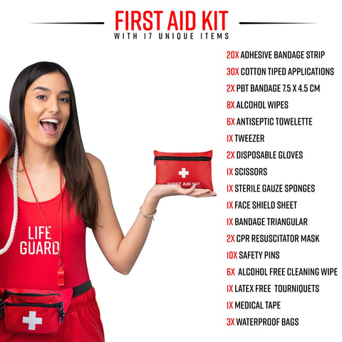 Lifeguard First Aid Kit - Includes Lifeguard Fanny Pack/ Hip Pack, CPR Kit and 72 - Piece First Aid Kit - ASA TECHMED