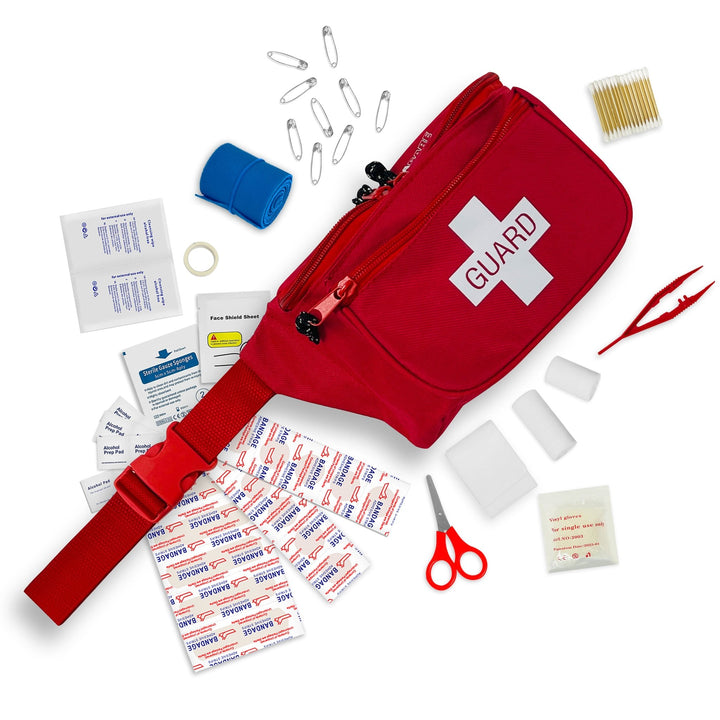 Lifeguard First Aid Kit - Includes Lifeguard Fanny Pack/ Hip Pack, CPR Kit and 72 - Piece First Aid Kit - ASA TECHMED