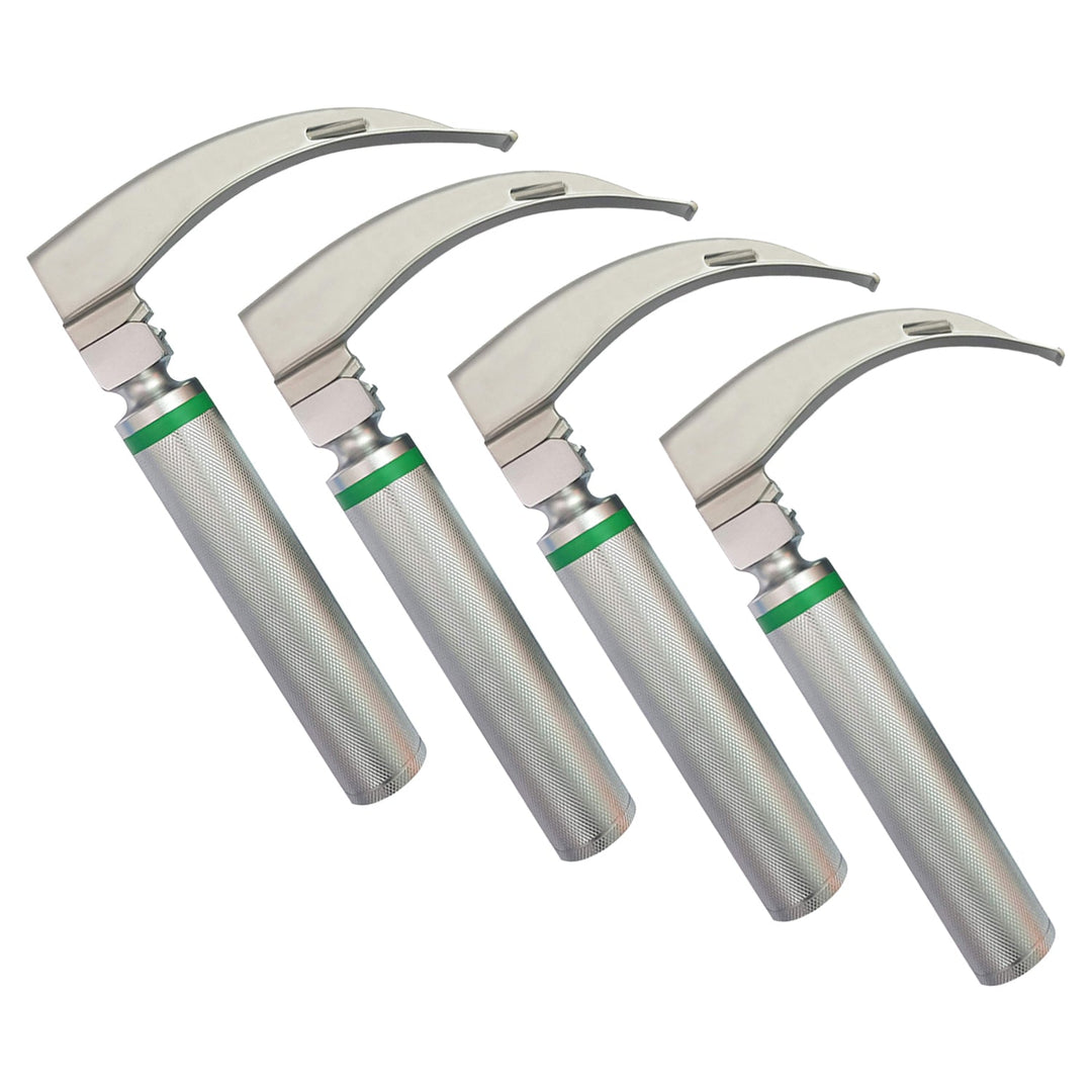 Macintosh Fiberoptic Laryngoscope Set - 4 Curved Blades & Handle - ASA TECHMED