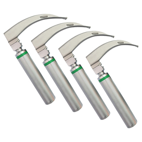 Macintosh Fiberoptic Laryngoscope Set - 4 Curved Blades & Handle - ASA TECHMED