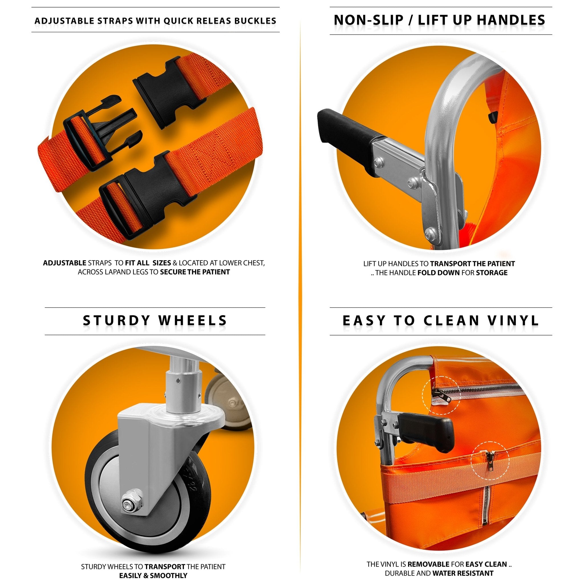 Medical Stair Stretcher Chair - Foldable Aluminum Transport(350lb Load) - ASA TECHMED