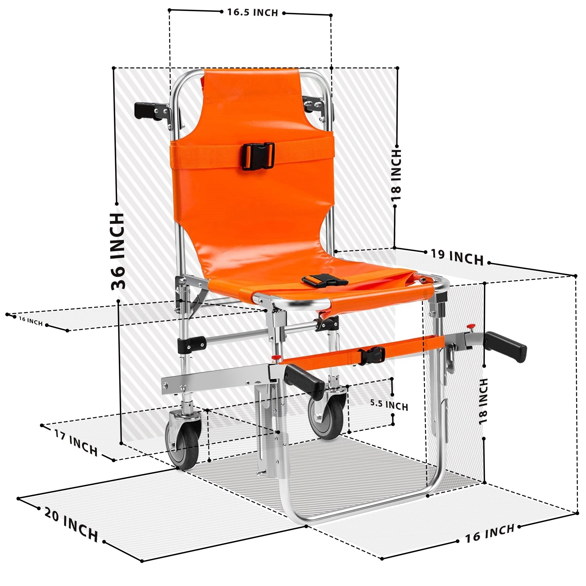 Medical Stair Stretcher Chair - Foldable Aluminum Transport(350lb Load) - ASA TECHMED