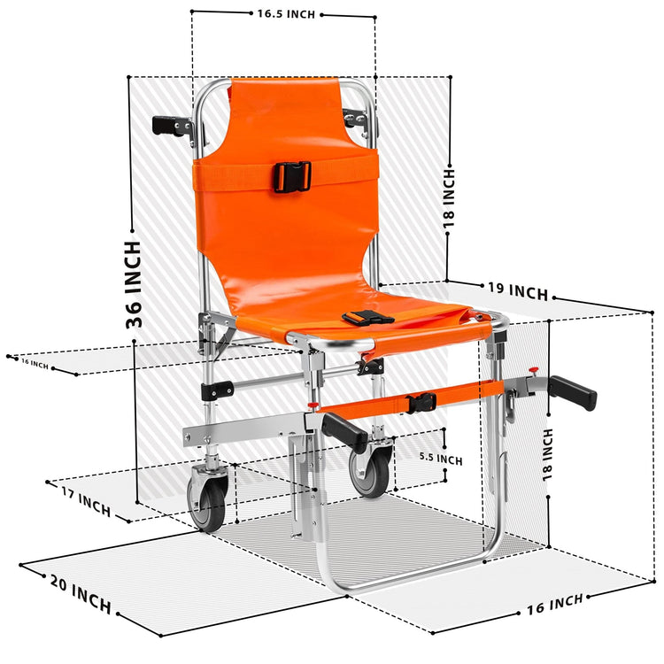 Medical Stair Stretcher Chair - Foldable Aluminum Transport(350lb Load) - ASA TECHMED