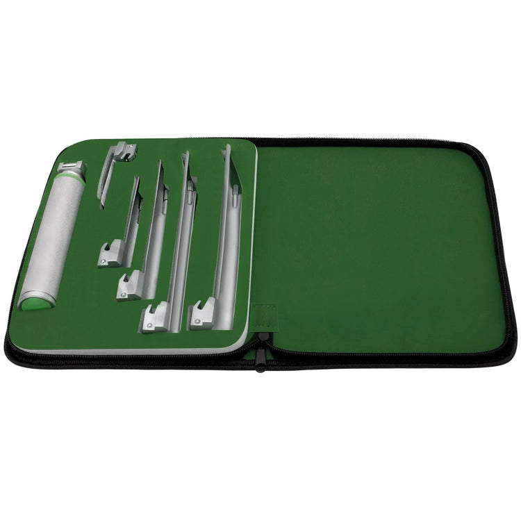 Miller Fiberoptic Laryngoscope Set - 4 Straight Blades & Case - ASA TECHMED