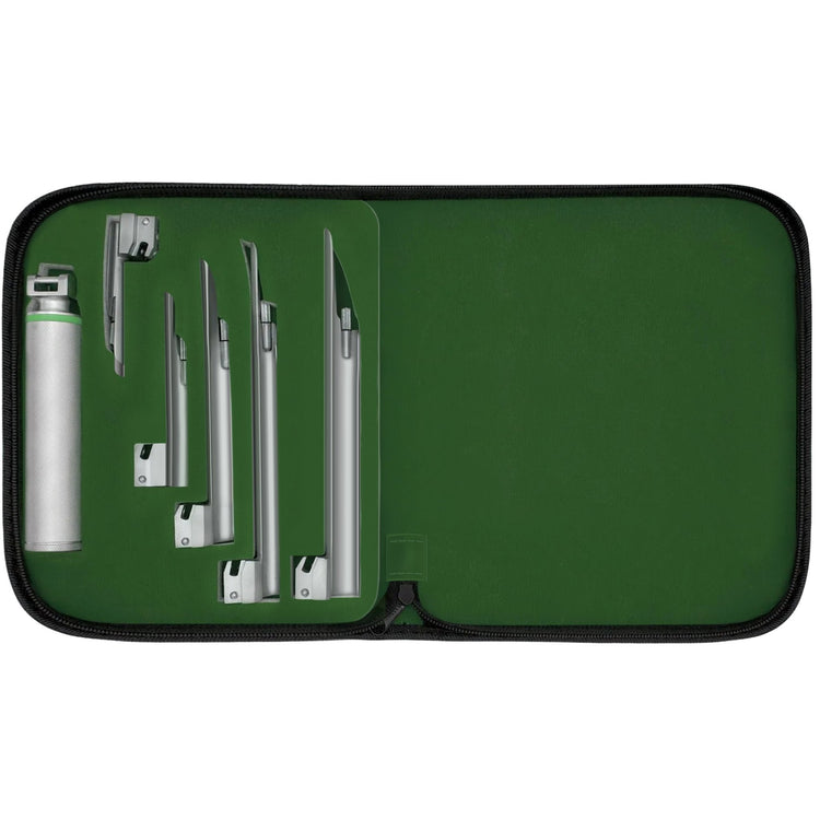 Miller Fiberoptic Laryngoscope Set - 4 Straight Blades & Case - ASA TECHMED