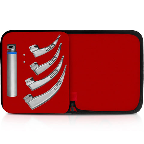 Miller Fiberoptic Laryngoscope Set - 4 Straight Blades & Case - ASA TECHMED