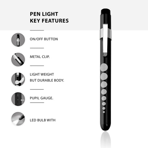 Nurse LED Medical Penlight 2 - Pack - Diagnostic Pupil Gauge Light - ASA TECHMED