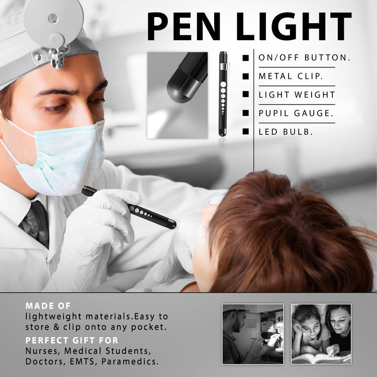 Nurse LED Medical Penlight 2 - Pack - Diagnostic Pupil Gauge Light - ASA TECHMED