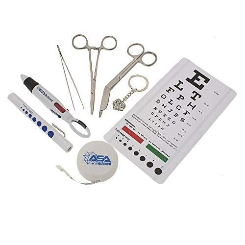 Lite Medical White Nurse Kit Pocket Organizer – Penlight, Scissors, 4 Colored Pens, Ruler – New