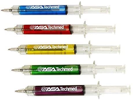 Nurse Pen & Highligher Set - 5 Syringe Pens & 5 Syringe Highlighters in Assorted Colors - ASA TECHMED