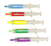 Nurse Pen & Highligher Set - 5 Syringe Pens & 5 Syringe Highlighters in Assorted Colors - ASA TECHMED