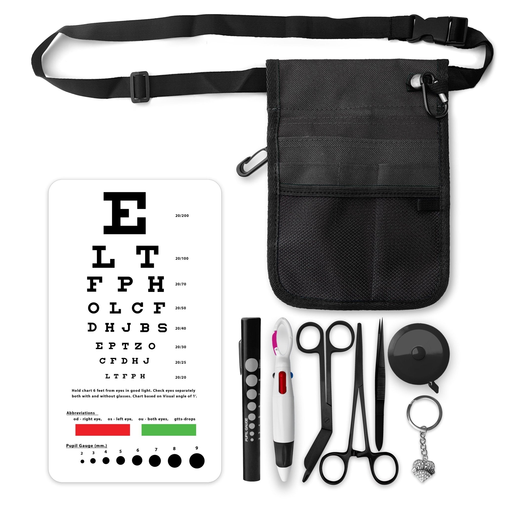 Nurse Utility Pouch Organizer Belt + 8 Piece Medical Tool Kit - ASA TECHMED