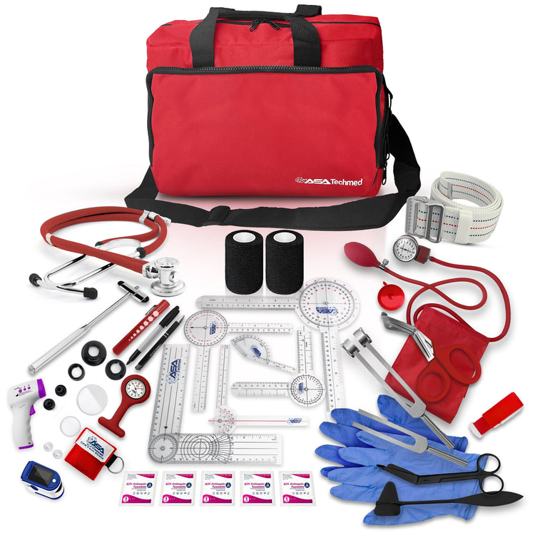 Physical Therapy Home Health Kit - Bag, Gait Belt, & Goniometers - ASA TECHMED