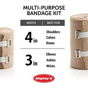 Premium Elastic Bandage Wrap - 8 Pack + 8 Extra Clips - Durable Compression Bandage (4X - 3 inch, 4X - 4 inch Rolls) Stretches up to 15ft in Length - ASA TECHMED