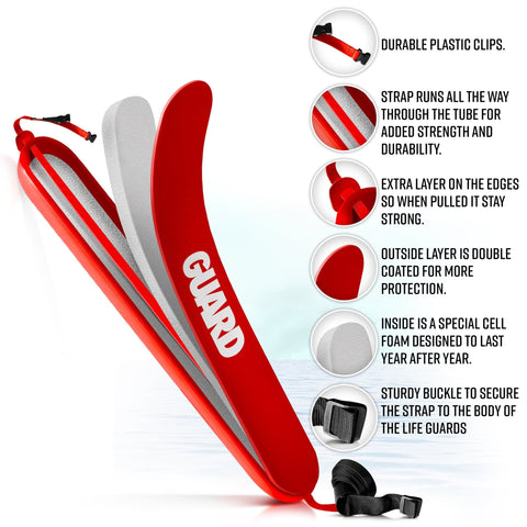 Premium Lifeguard Rescue Tube with Matching Red Whistle - ASA TECHMED