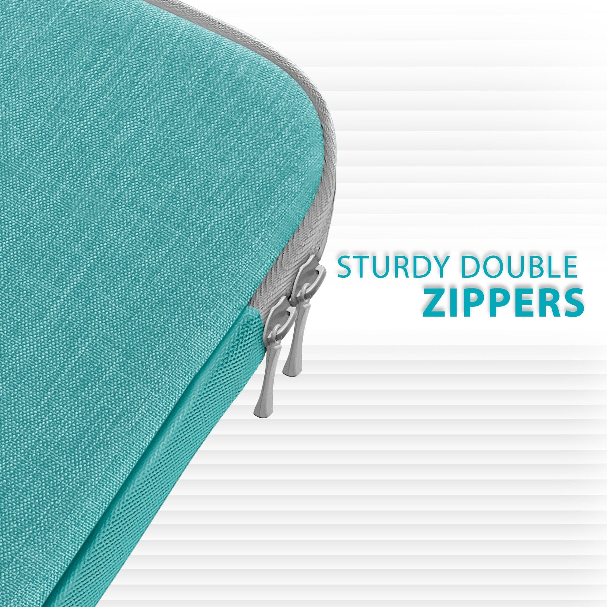 Macro shot of the sturdy double zippers on the corner of the case, ensuring secure closure for medical tools