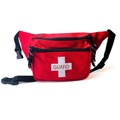 Red Lifeguard Fanny Pack - 3 Pocket First Aid Waist Bag - ASA TECHMED