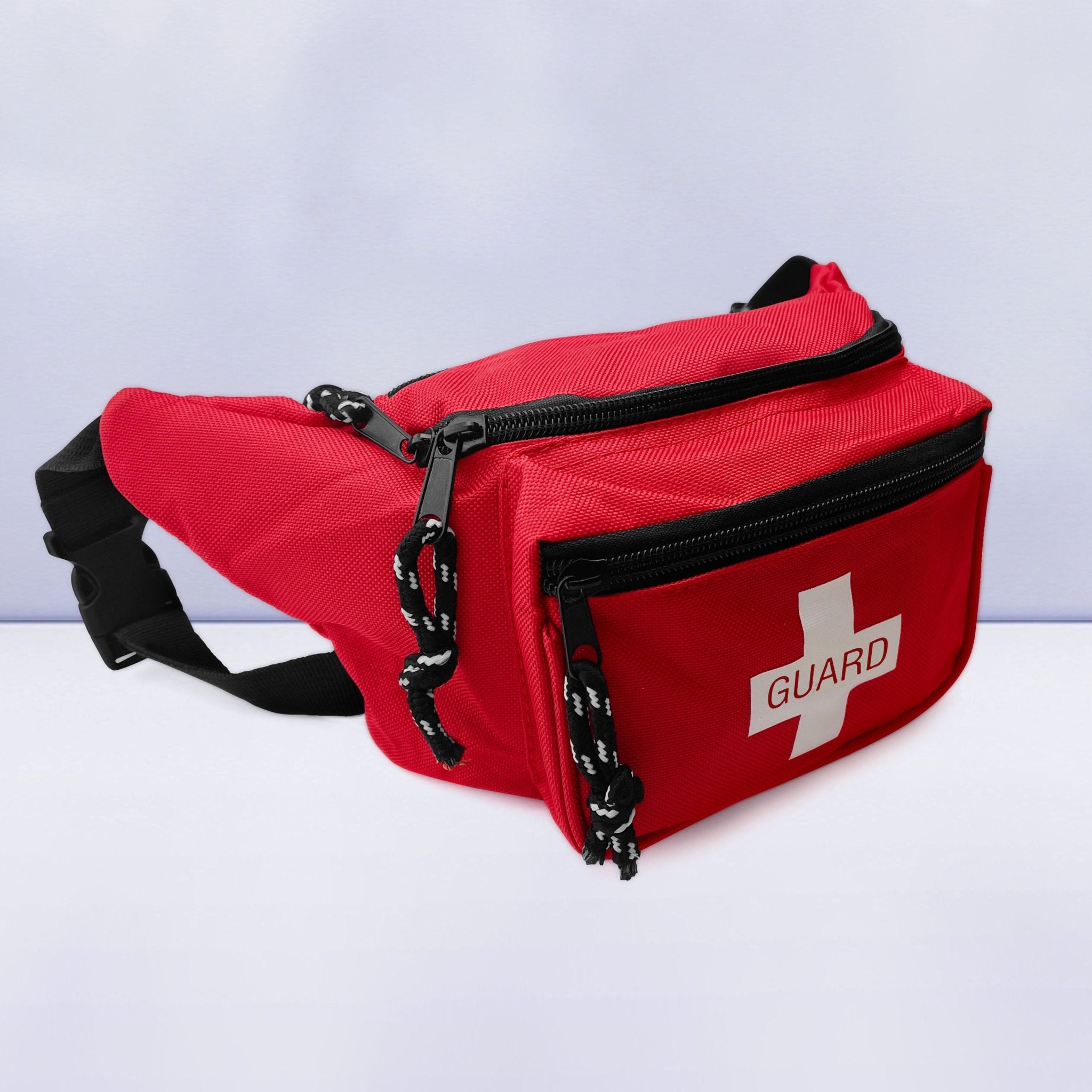 Red Lifeguard Fanny Pack - 3 Pocket First Aid Waist Bag - ASA TECHMED