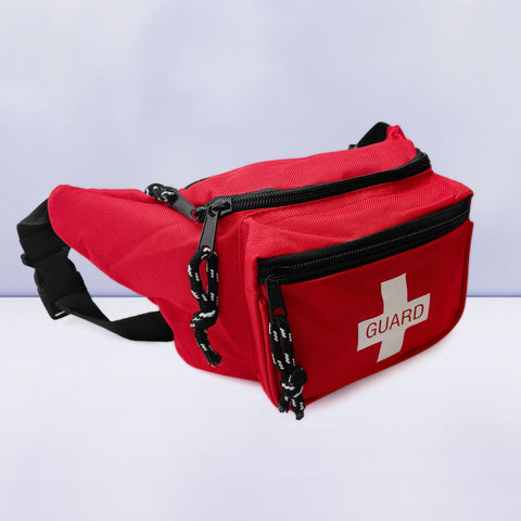 Red Lifeguard Fanny Pack - 3 Pocket First Aid Waist Bag - ASA TECHMED