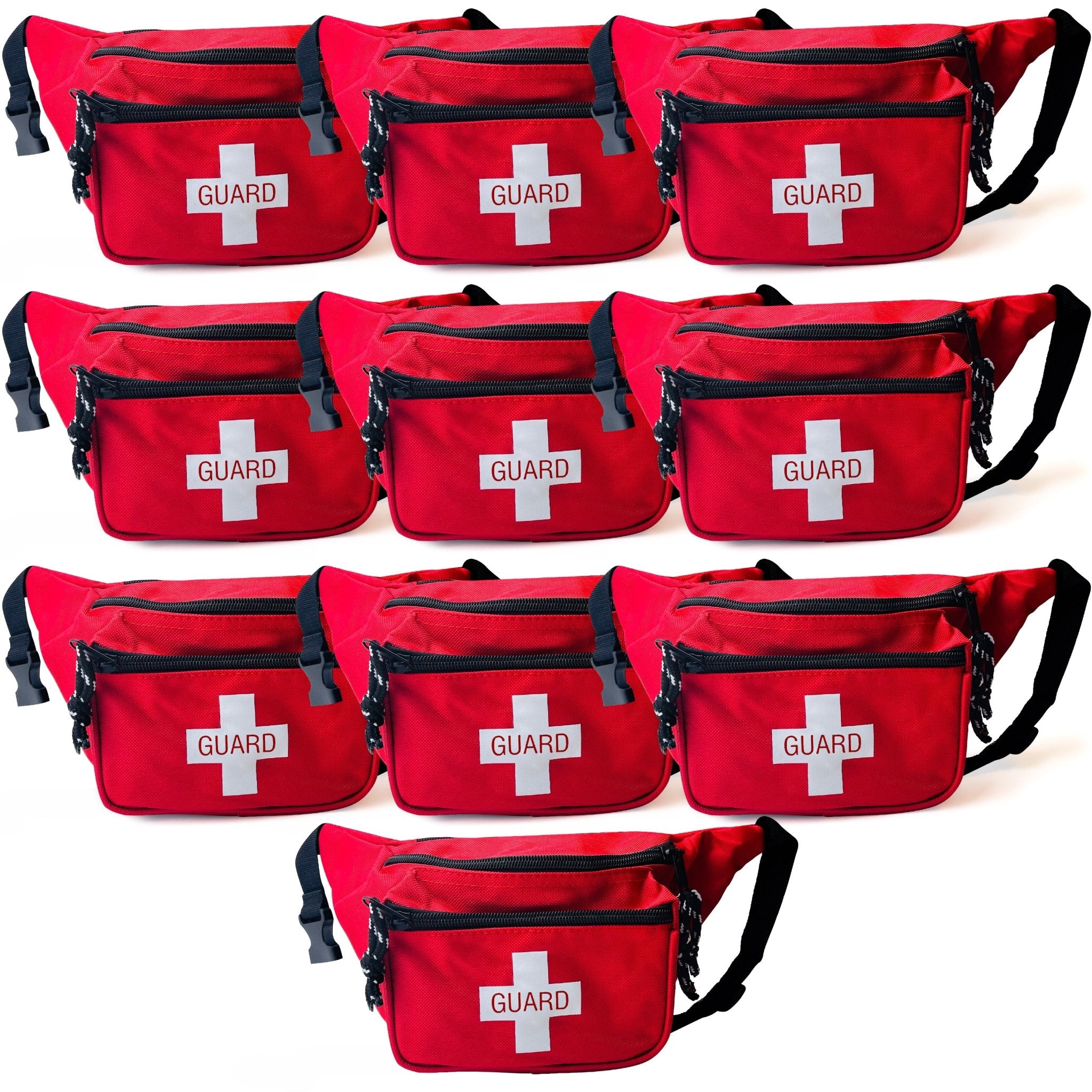 Red Lifeguard Fanny Pack - 3 Pocket First Aid Waist Bag - ASA TECHMED