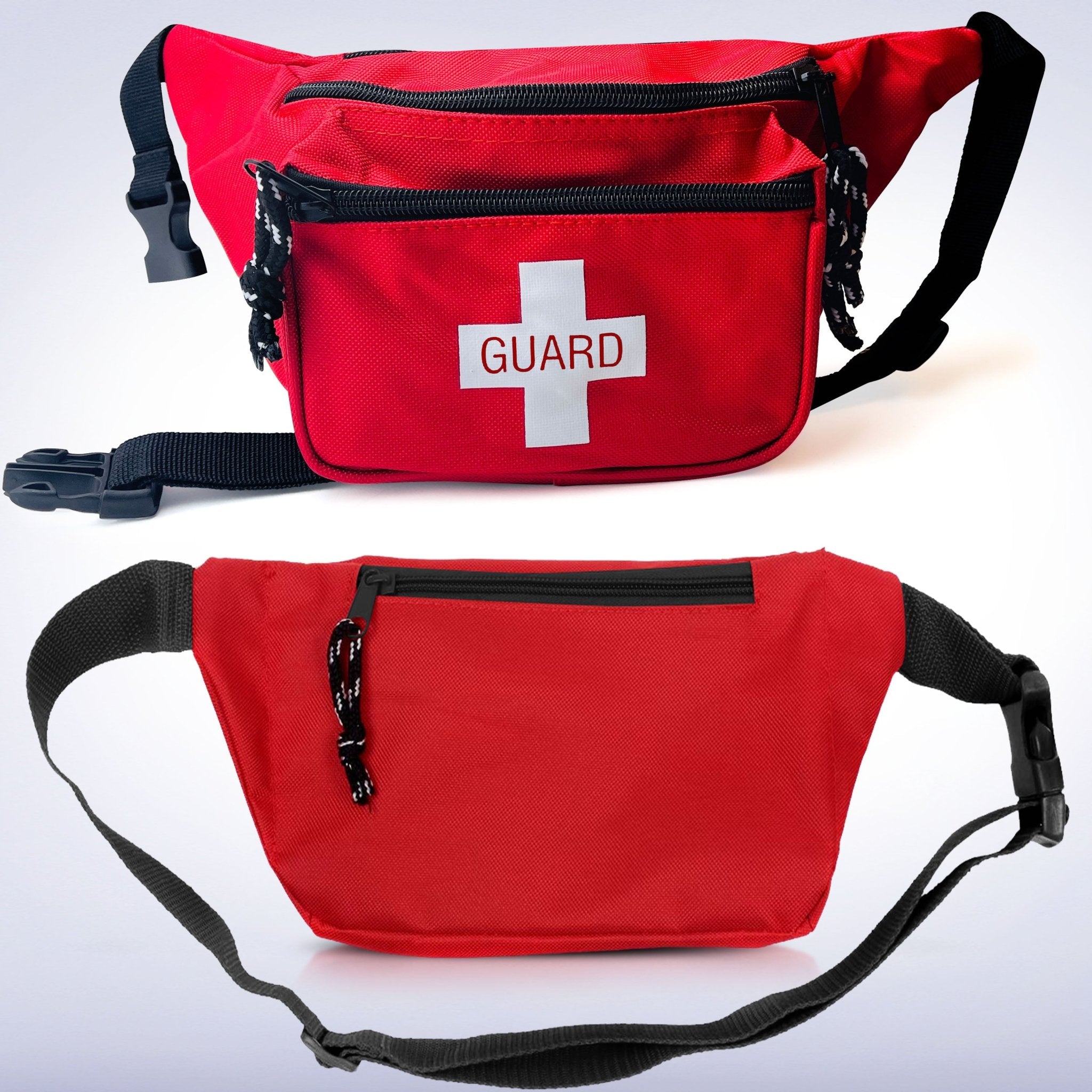 Red Lifeguard Fanny Pack - 3 Pocket First Aid Waist Bag - ASA TECHMED