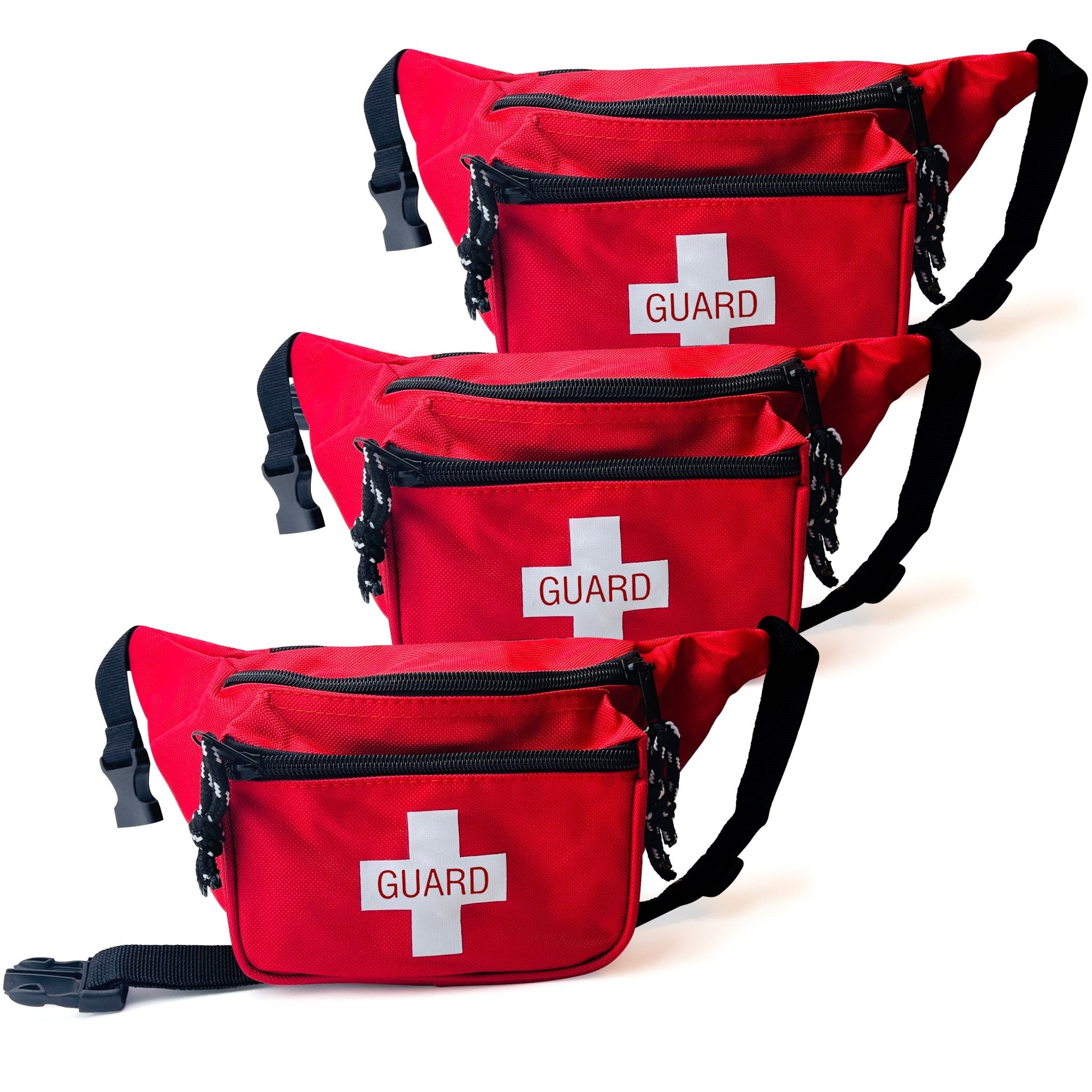 Red Lifeguard Fanny Pack - 3 Pocket First Aid Waist Bag - ASA TECHMED